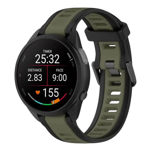 black-green-garmin-vivoactive-5-watch-straps-nz-dual-colour-silicone-watch-bands-aus