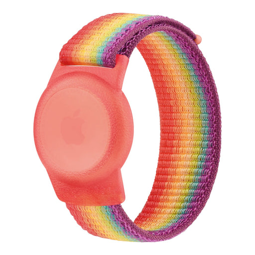 Childrens-Apple-AirTag-compatible-Nylon-Velcro-Watch-Straps-nz-aus-rainbow-colours