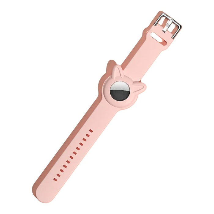 Childrens-Apple-AirTag-compatible-Silicone-Watch-Straps-Bunny-Style-nz-aus-pink