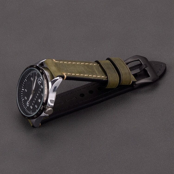 green-black-buckle-garmin-descent-mk3-mk3i-(43mm)-watch-straps-nz-retro-leather-watch-bands-aus