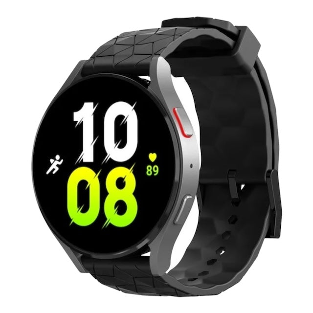 black-hex-patternsamsung-galaxy-watch-5-pro-(45mm)-watch-straps-nz-silicone-football-pattern-watch-bands-aus