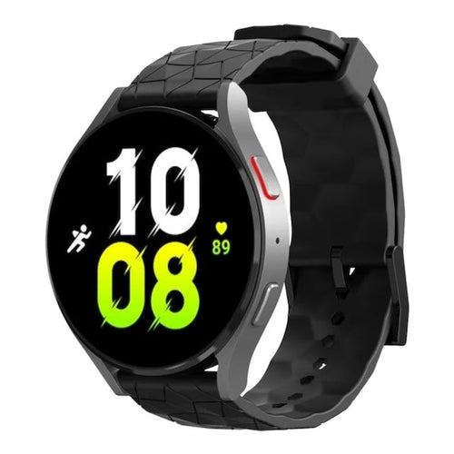 black-hex-pattern-samsung-galaxy-fit-3-watch-straps-nz-silicone-football-pattern-watch-bands-aus