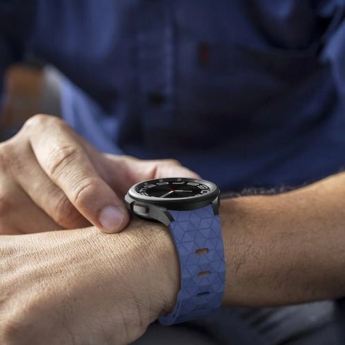 navy-blue-hex-pattern-garmin-descent-mk3-mk3i-(51mm)-watch-straps-nz-silicone-football-pattern-watch-bands-aus