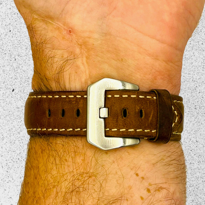 dark-brown-silver-buckle-polar-22mm-range-watch-straps-nz-retro-leather-watch-bands-aus