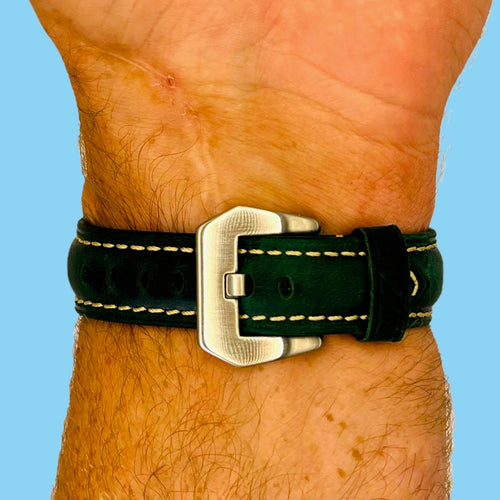 green-silver-buckle-garmin-quatix-3-watch-straps-nz-retro-leather-watch-bands-aus