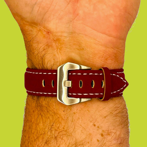 red-silver-buckle-garmin-descent-mk-2-mk-2i-watch-straps-nz-retro-leather-watch-bands-aus