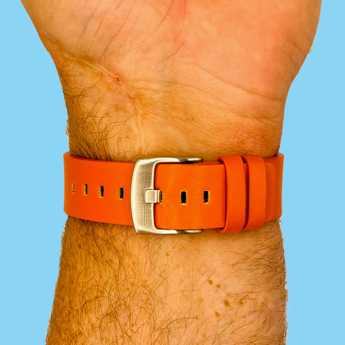 orange-silver-buckle-garmin-quatix-3-watch-straps-nz-leather-watch-bands-aus
